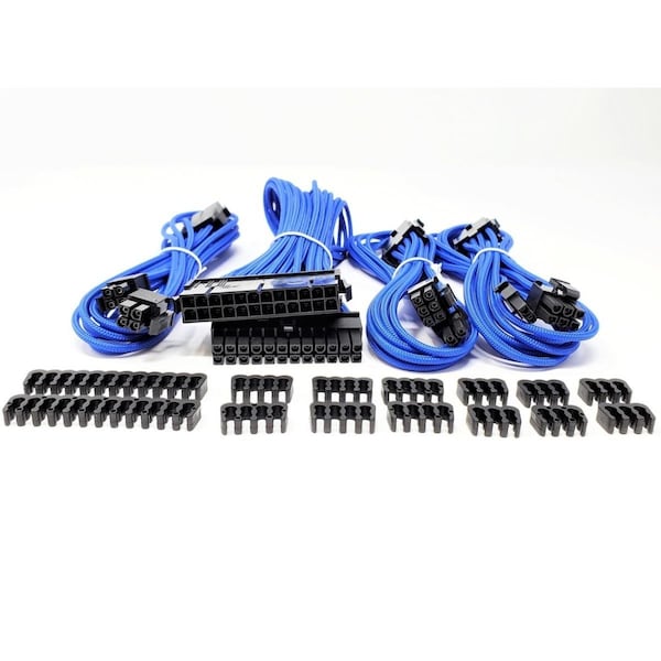 Hi-Tec Premium Sleeved PSU Cable Extension Kit, Blue HI2611717 - main